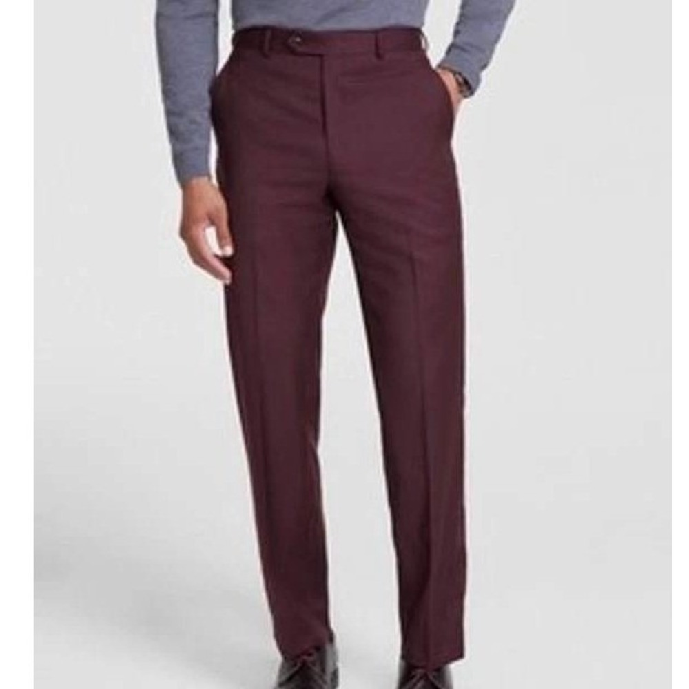 NWT DKNY Duran Dress Pants Men's 31x32 Dark Berry Poly Cotton Blend